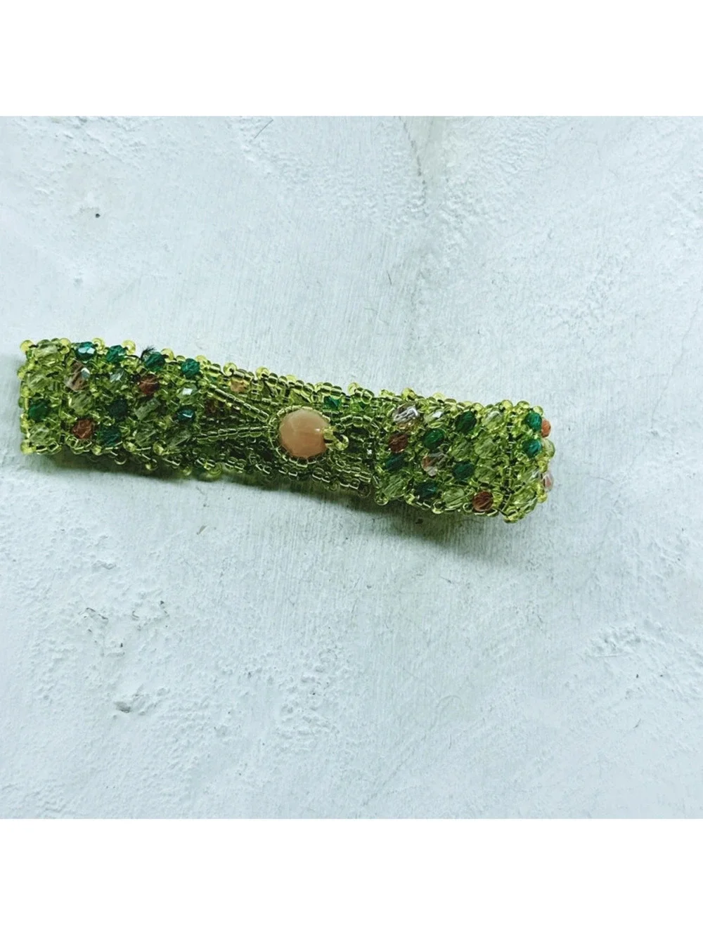 1027mc. Green Glass Seed Bead Bracelet